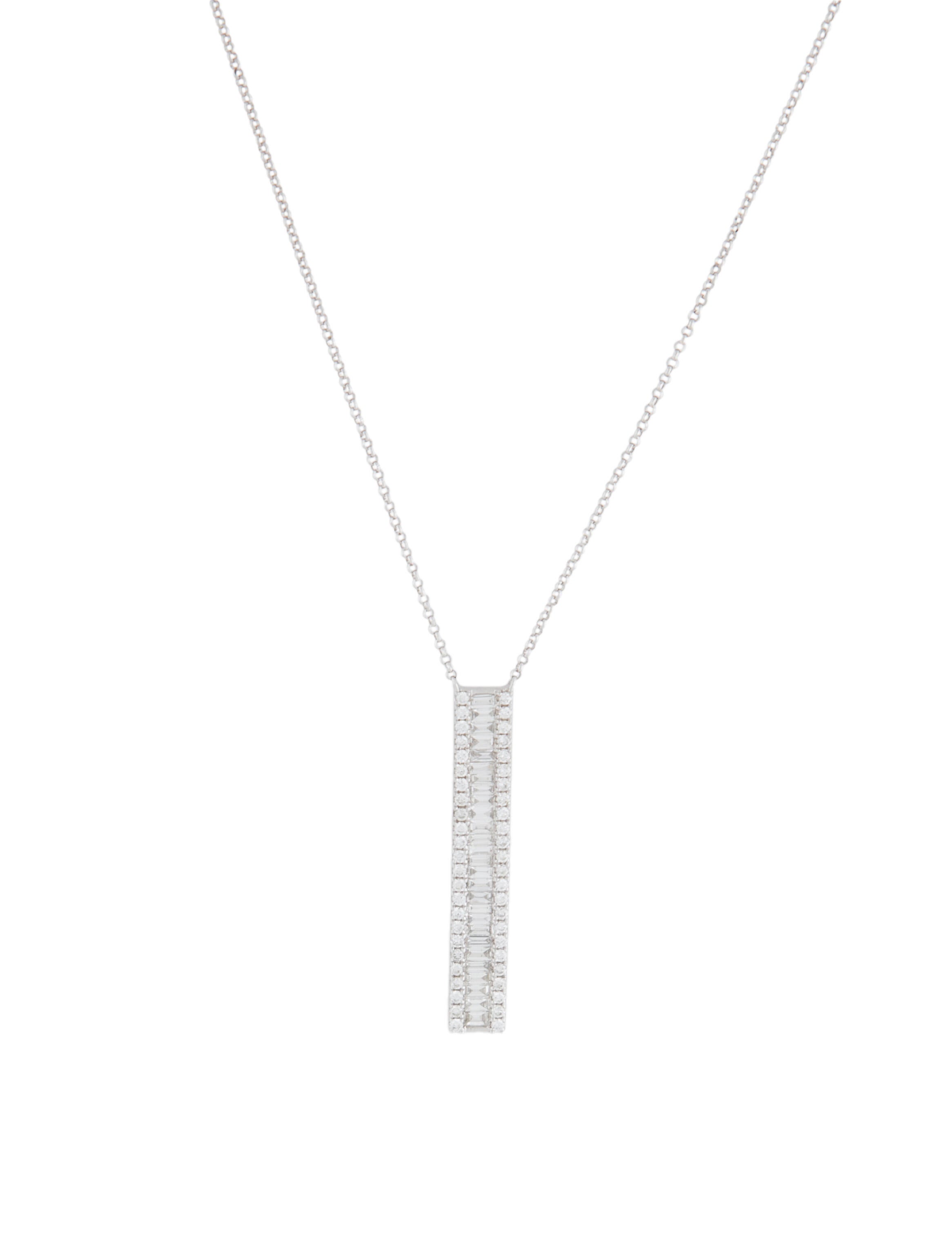 Necklace 14K Diamond Vertical Bar Pendant Necklace 14K White Gold