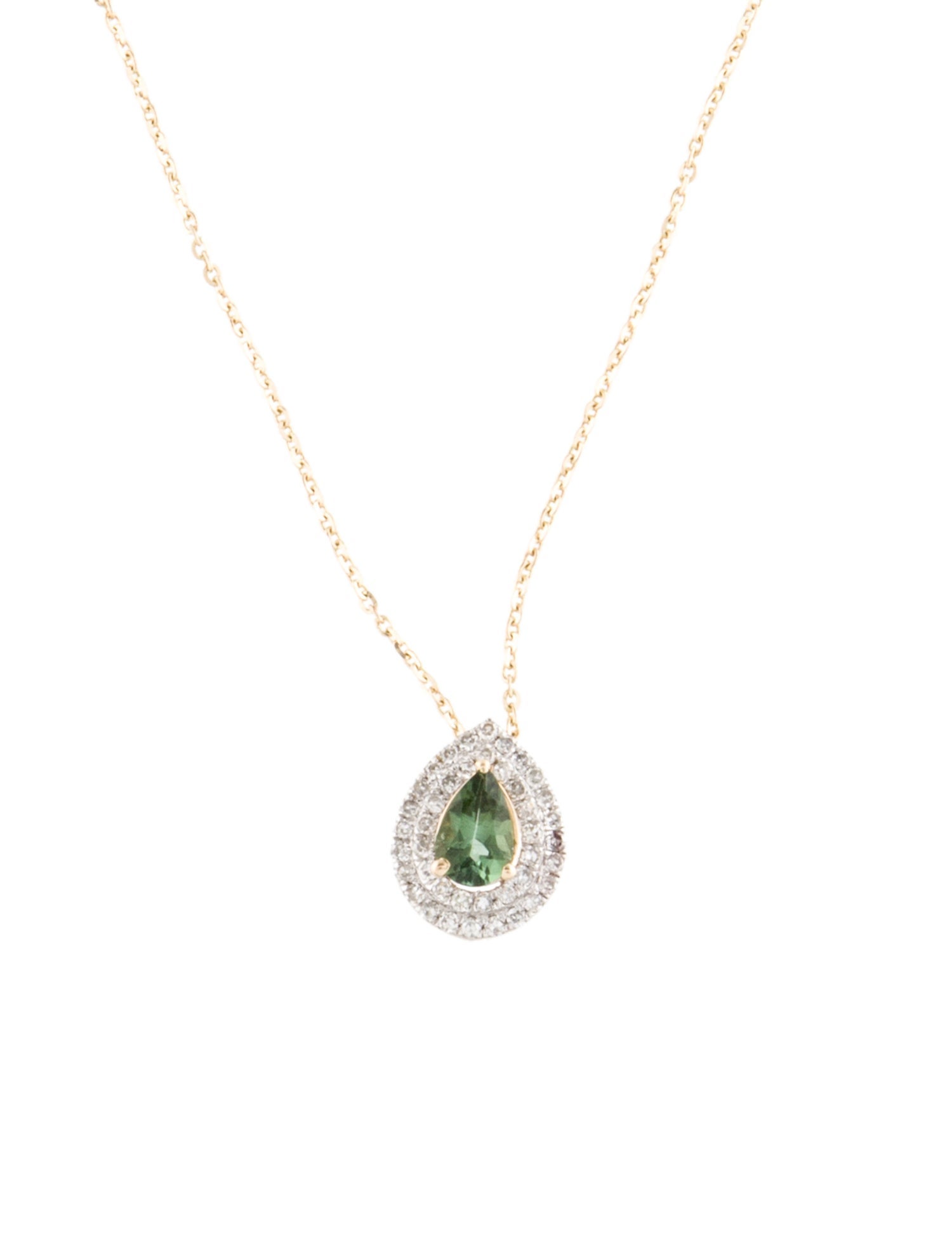 Necklace 14K Tourmaline & Diamond Pendant Necklace