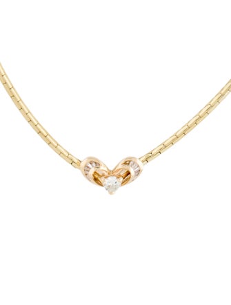 Necklace 14K Diamond Heart Pendant w/ 18K Chain Choker