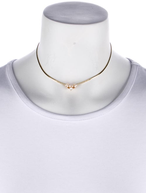 Necklace 14K Diamond Heart Pendant w/ 18K Chain Choker