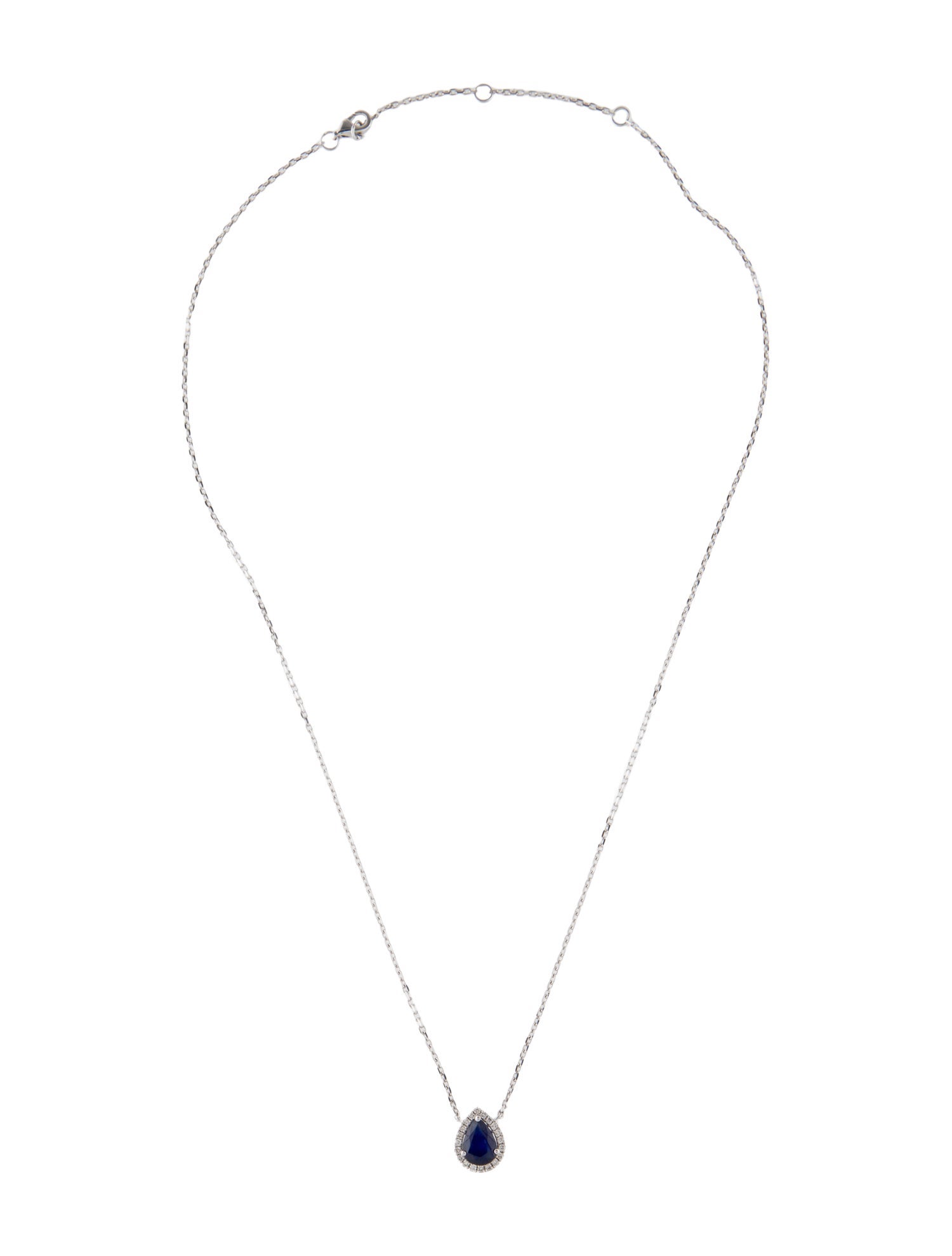 Necklace 14K Sapphire & Diamond Pendant Necklace