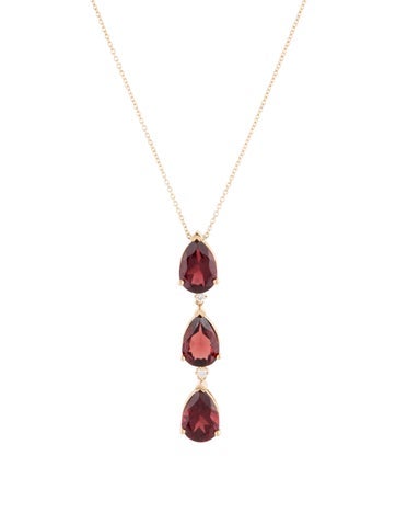 Necklace Pendant 18K 5.29ctw Garnet & Diamond