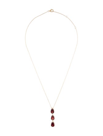 Necklace 18K 5.29ctw Garnet & Diamond Pendant Necklace