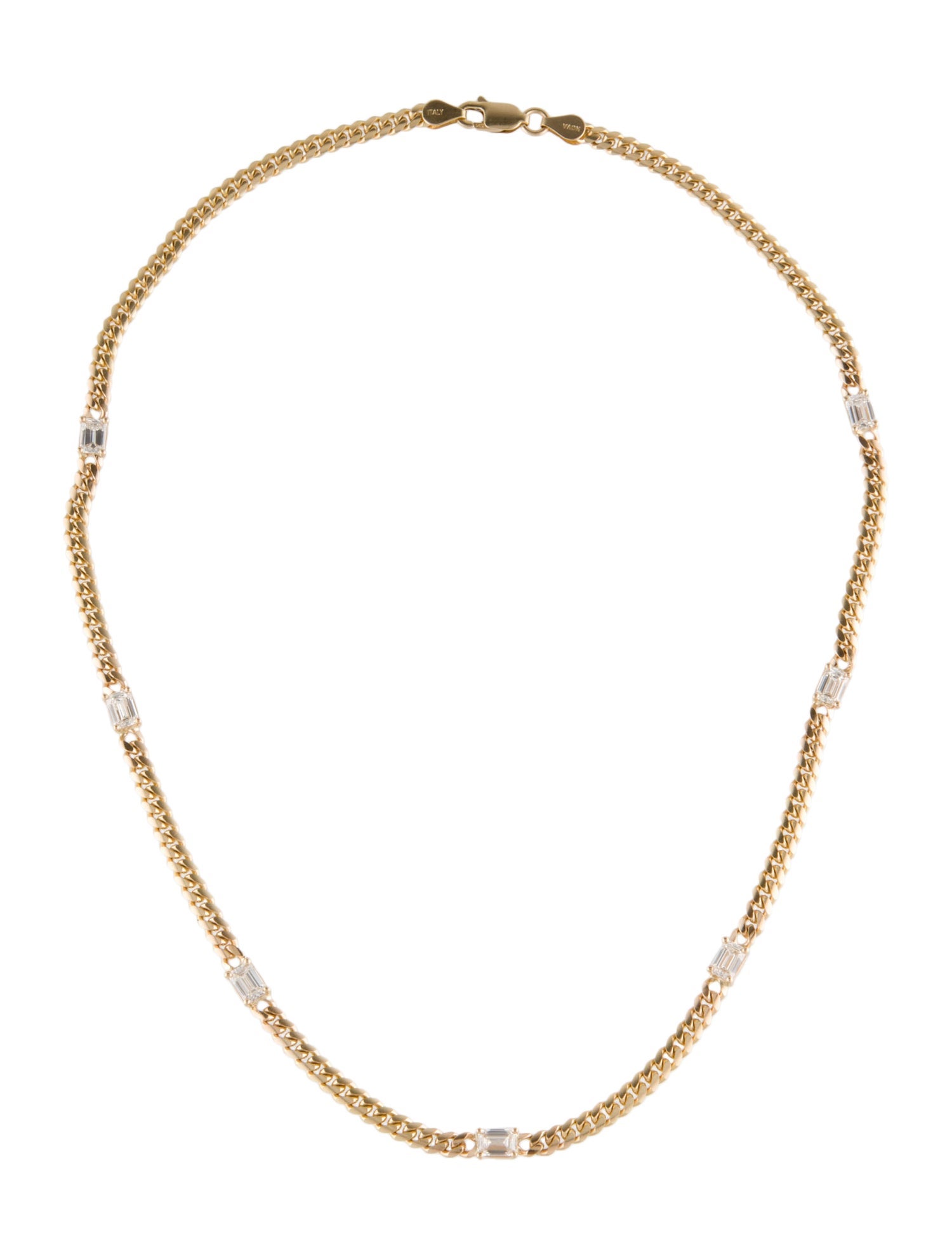 Necklace 14K 2.10ctw Diamond Chain Choker Necklace 14K Yellow Gold Chain, Necklaces