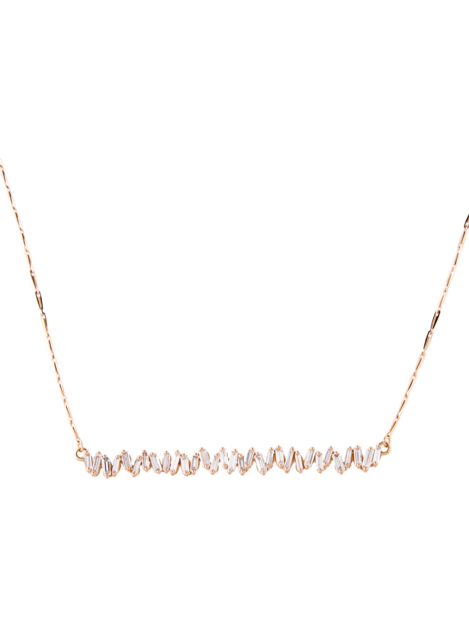 Suzanne Kalan 18K Diamond Bar Pendant Necklace