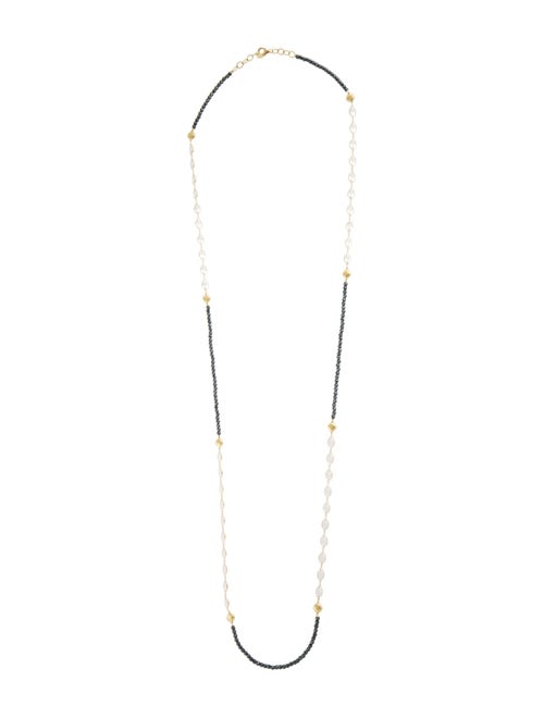 Necklace 18K Quartz & Hematine Bead Strand Necklace