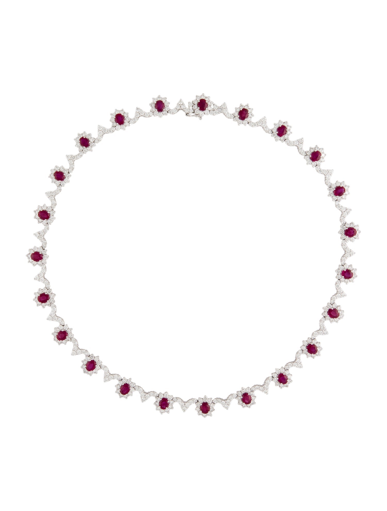Necklace 18K 9.50ctw Ruby & Diamond Halo Collar Necklace