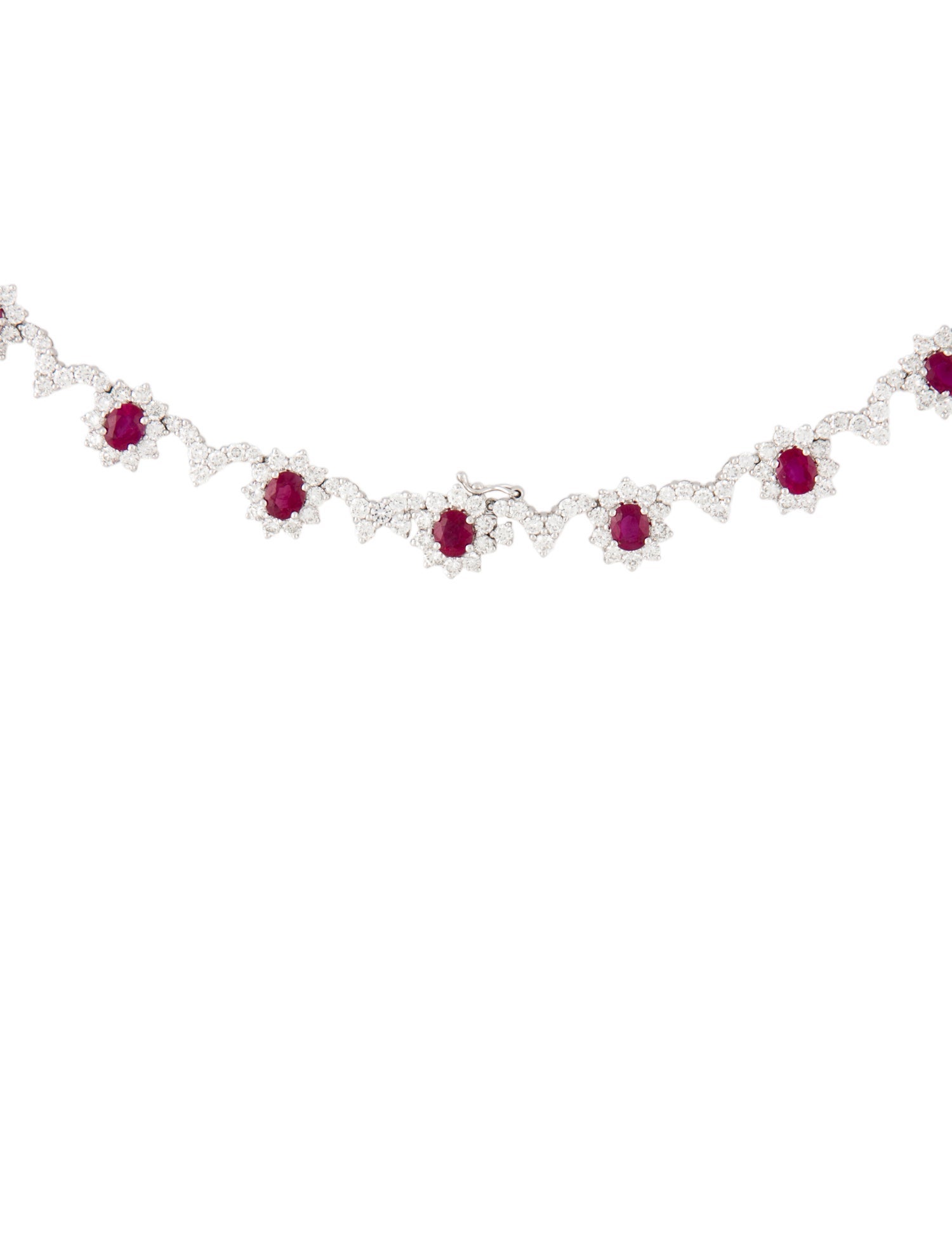 Necklace 18K 9.50ctw Ruby & Diamond Halo Collar Necklace