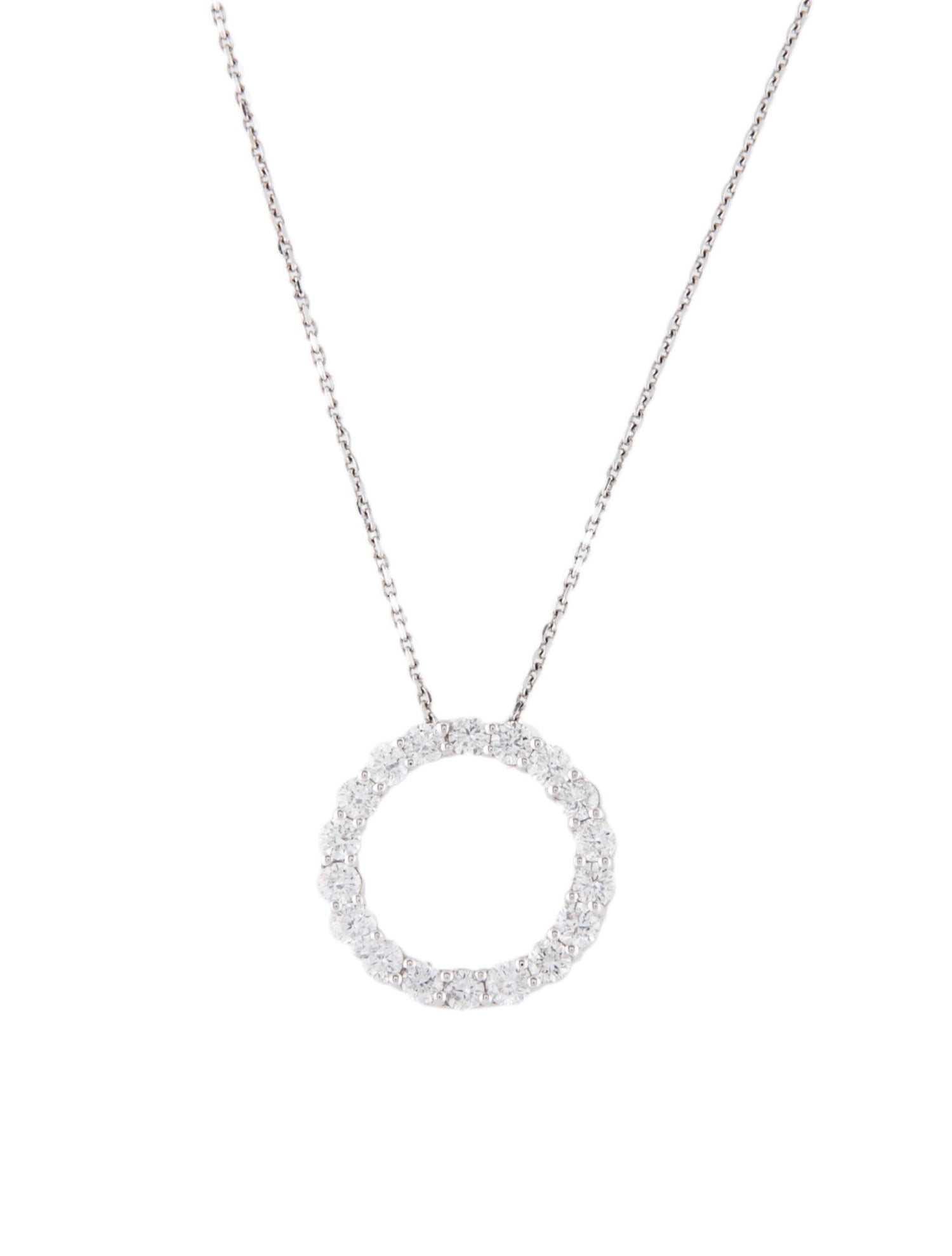 Necklace 14K Diamond Circle Drop Pendant Necklace 14K White Gold