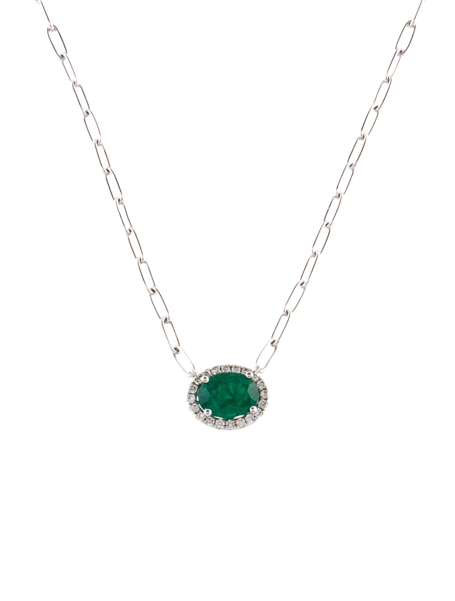 Necklace 14K Emerald & Diamond Pendant