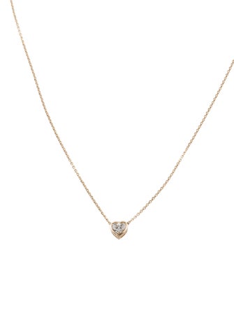 Necklace 14K Diamond Heart Solitaire Pendant Necklace