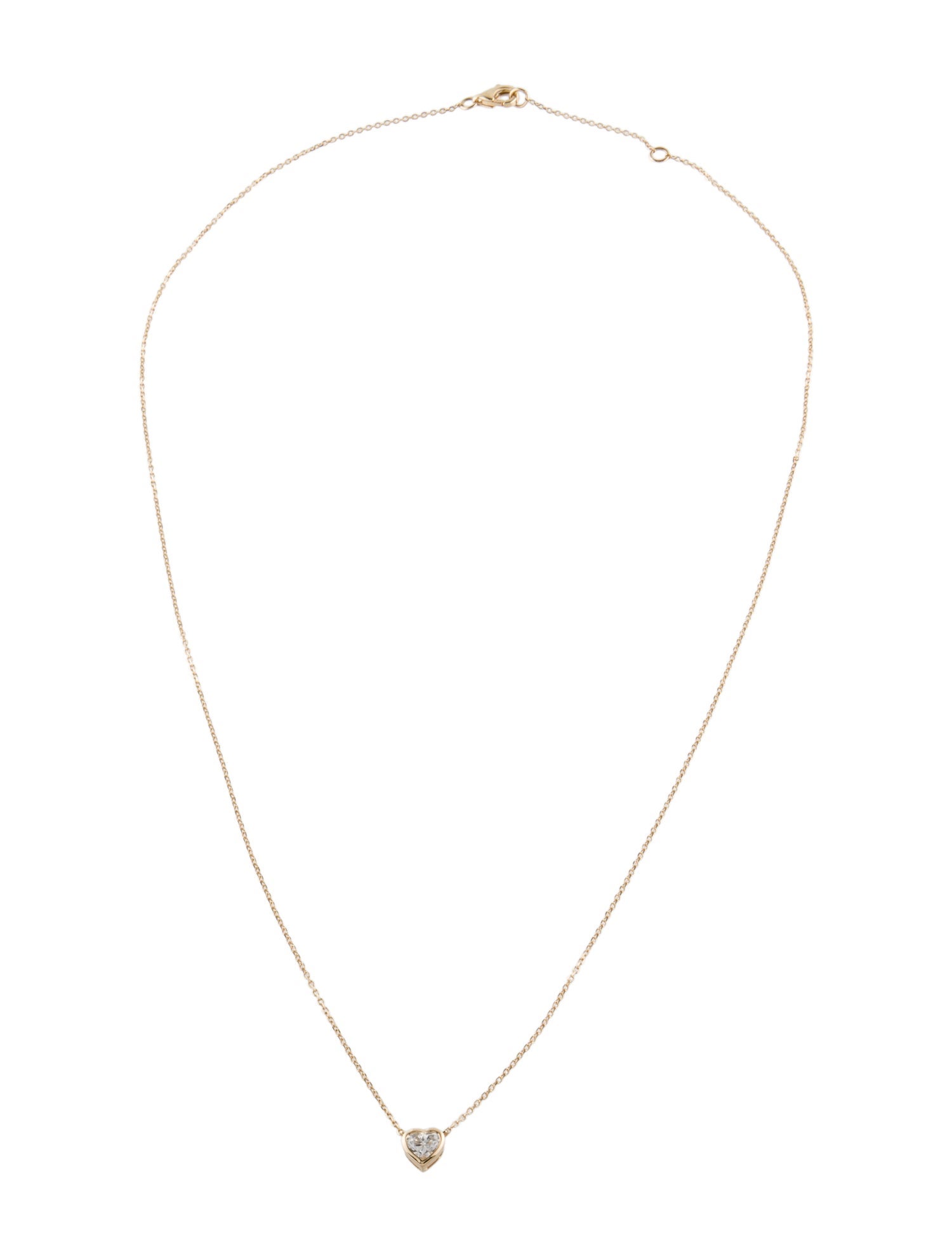 Necklace 14K Diamond Heart Solitaire Pendant Necklace