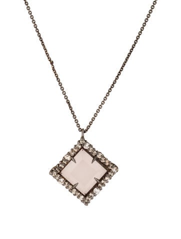 Necklace Rose Quartz & Diamond Pendant Necklace