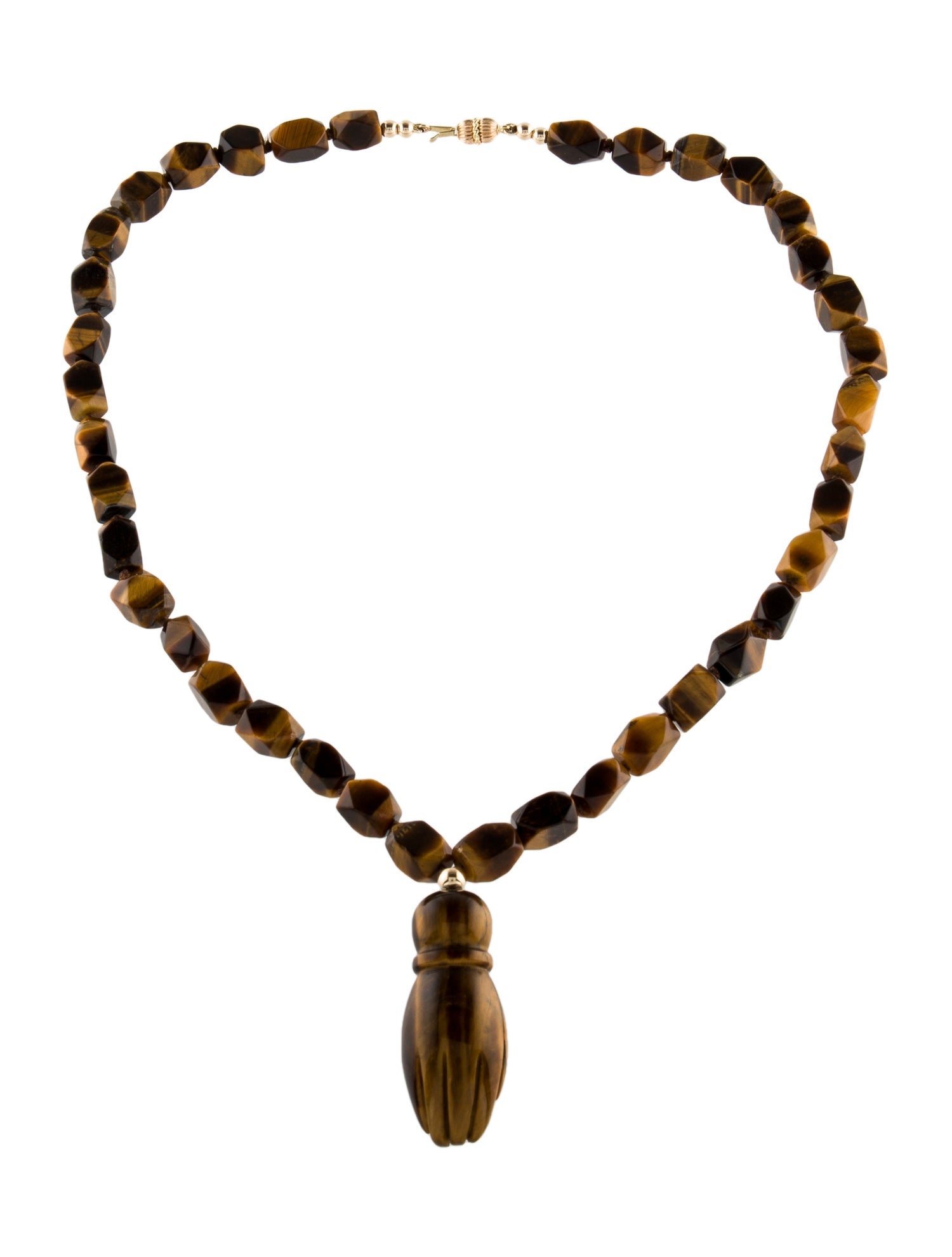 Necklace 14K Tiger's Eye Pendant Necklace