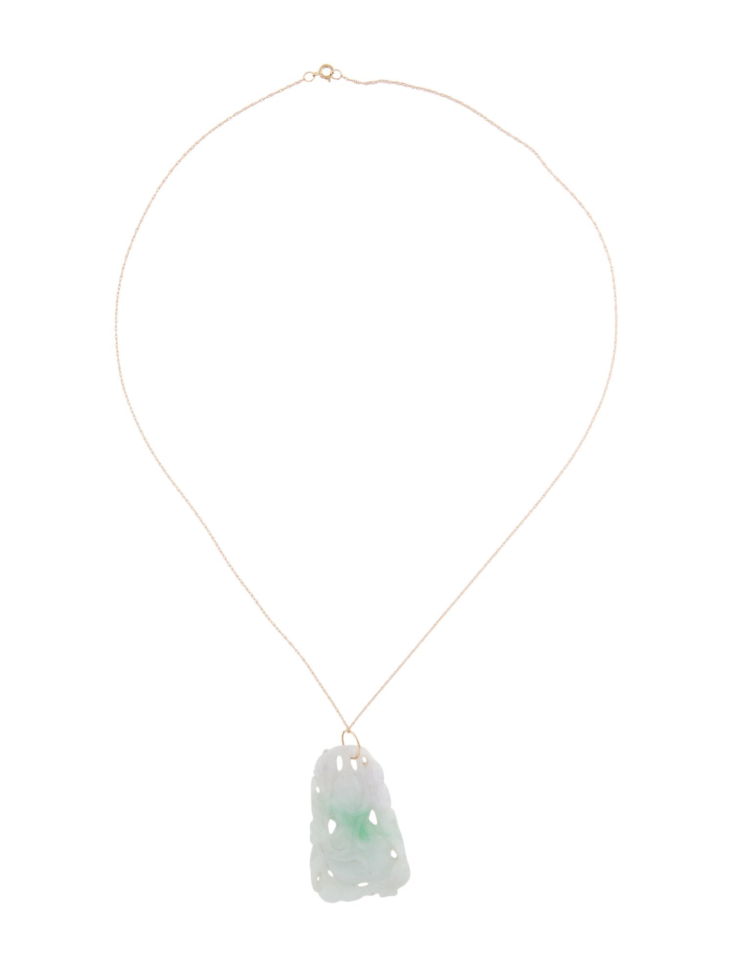 Necklace 14K Jadeite Lucky Bamboo Pendant Necklace