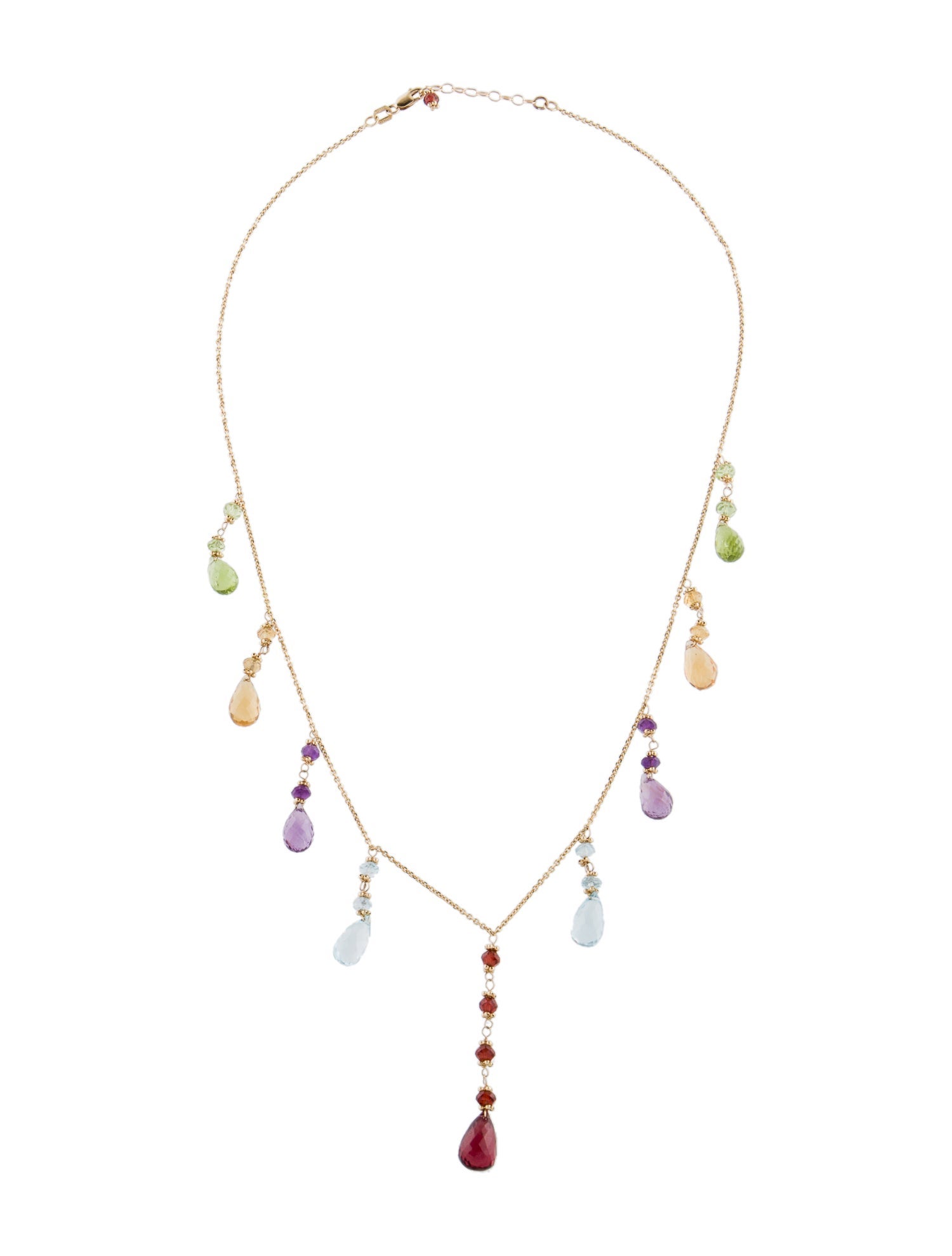 Necklace 14K Multi-Gemstone Station Necklace