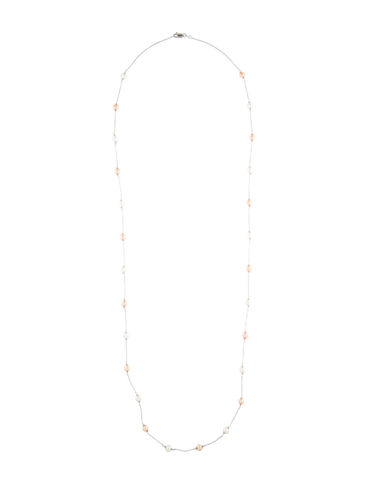 Necklace 14K Pearl Station Long