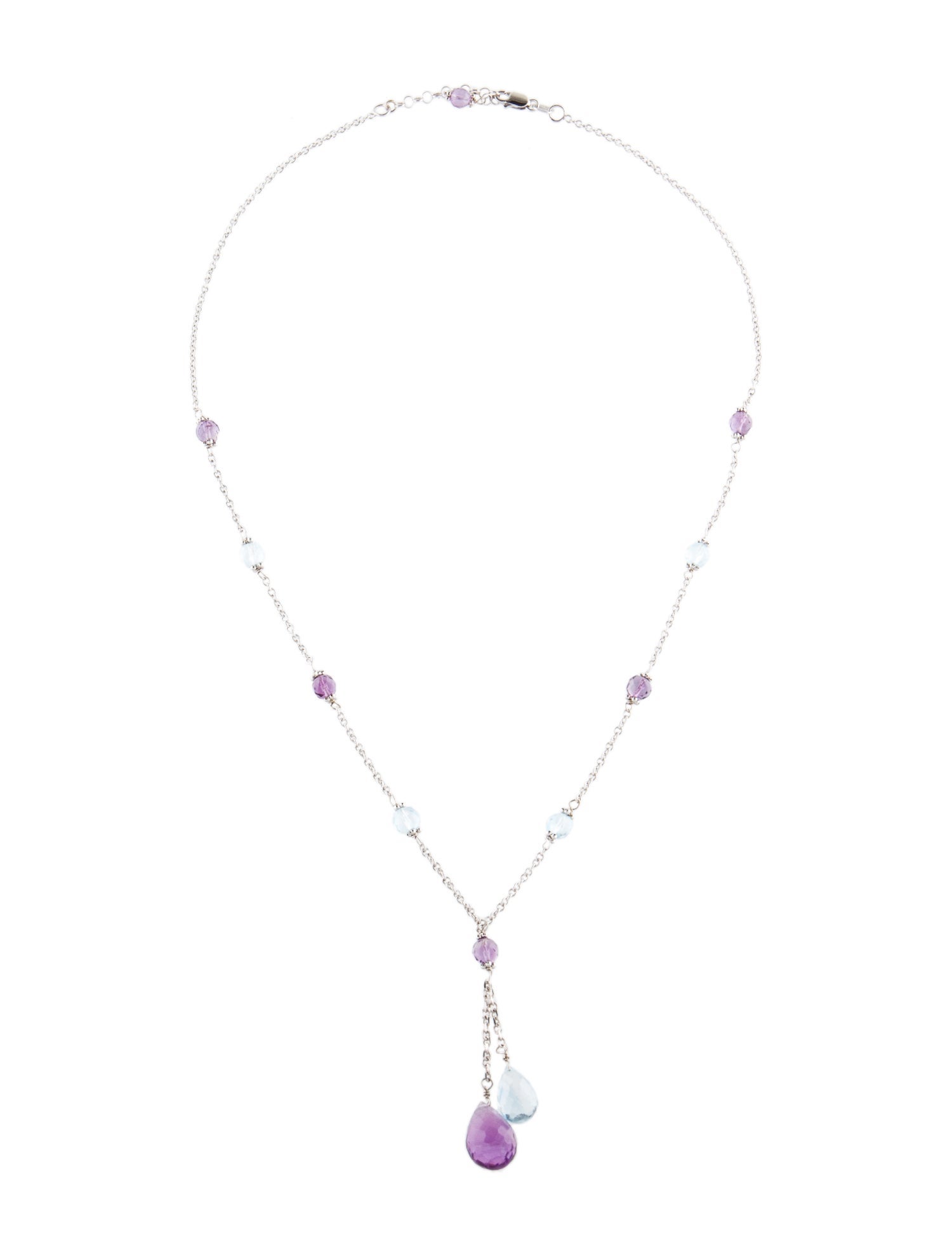 Necklace 14K Amethyst & Topaz Lavalier Necklace