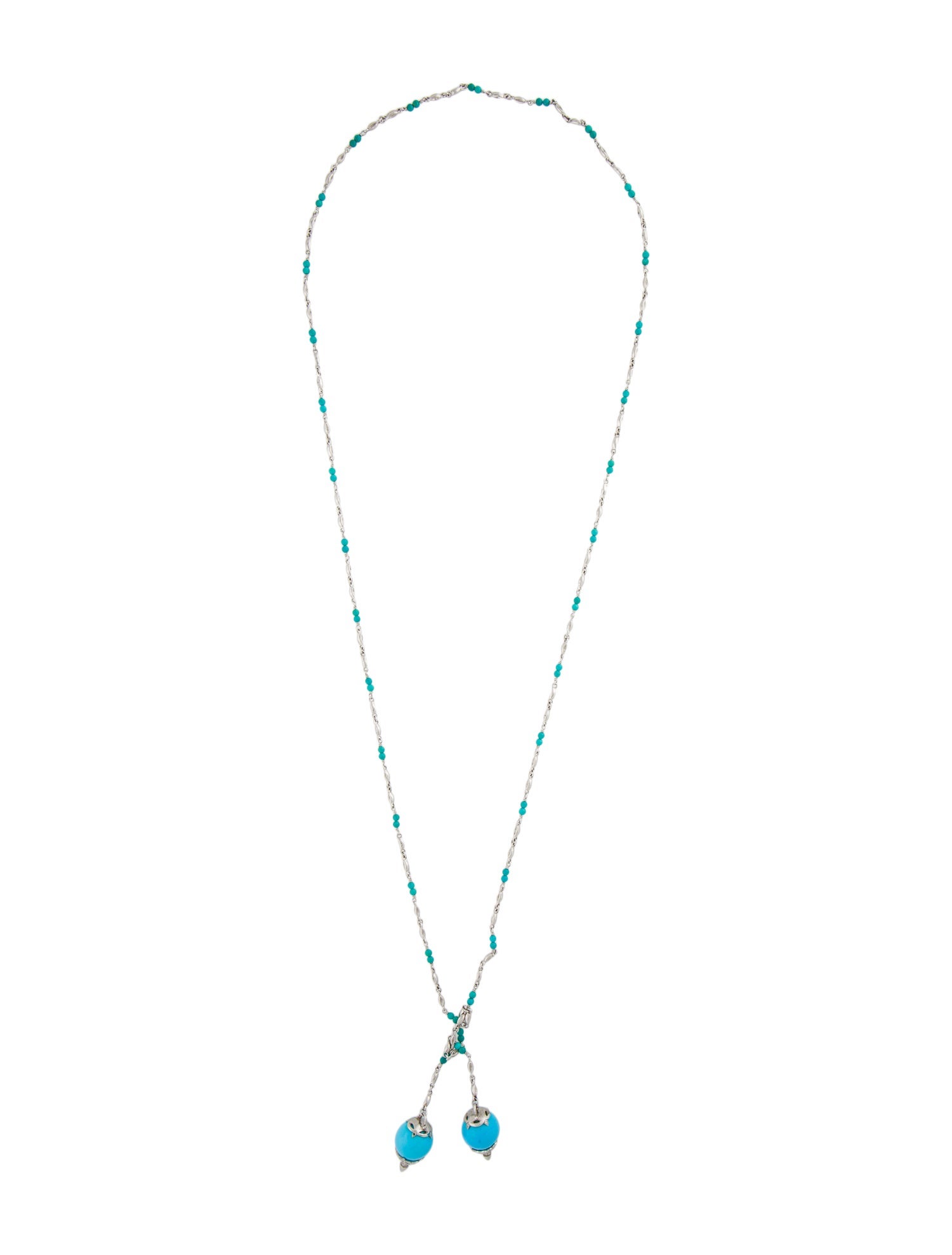 Necklace Platinum Diamond-Accented Turquoise Sautoir
