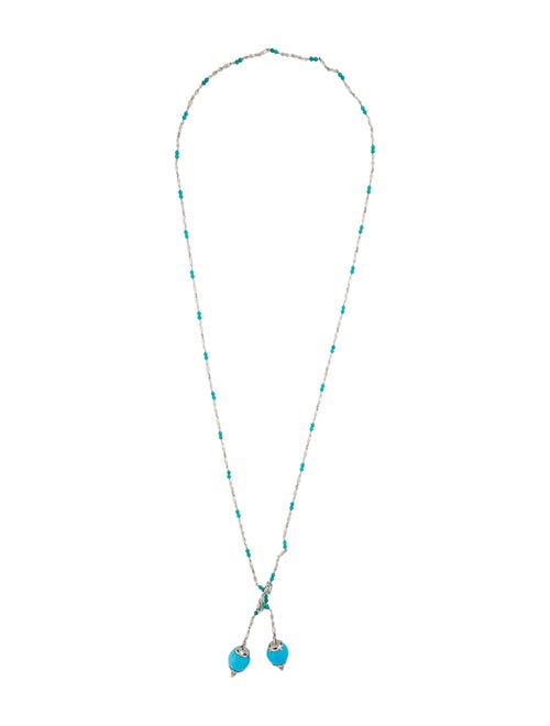 Necklace Platinum Diamond-Accented Turquoise Sautoir