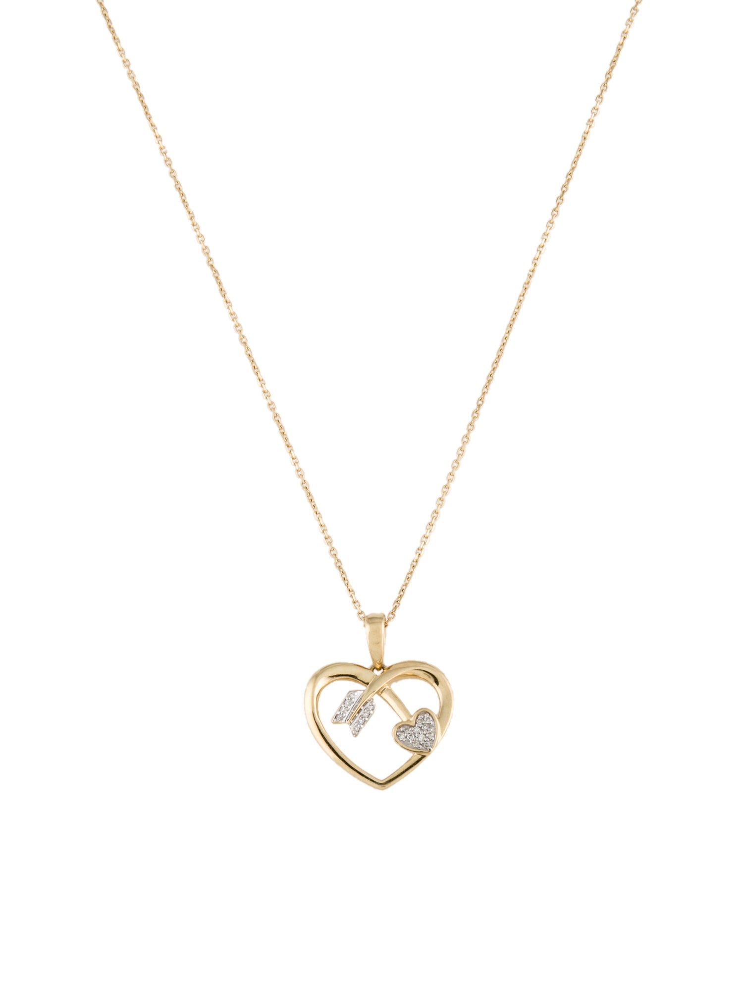 Necklace 14K Diamond Heart & Arrow Pendant Necklace