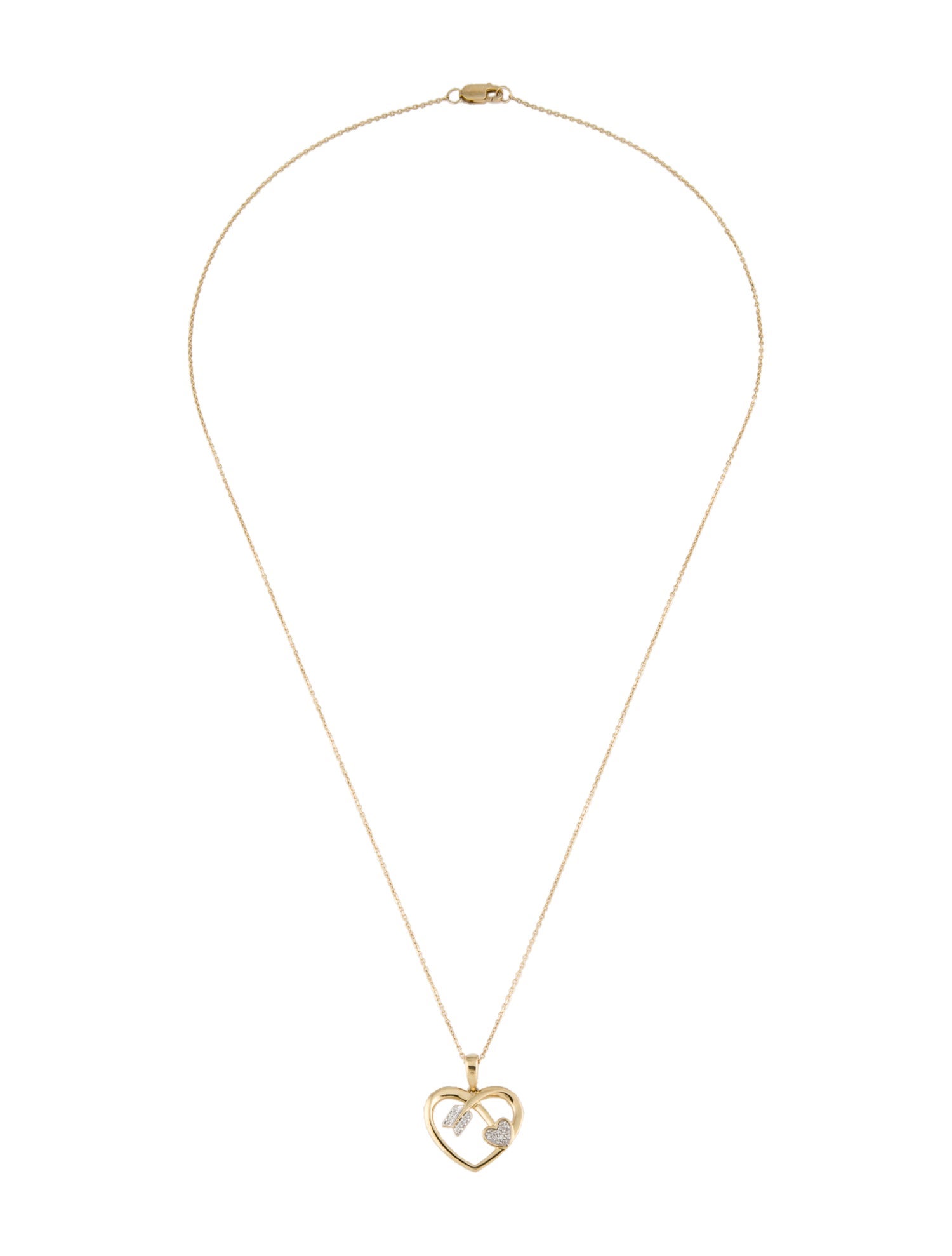 Necklace 14K Diamond Heart & Arrow Pendant Necklace