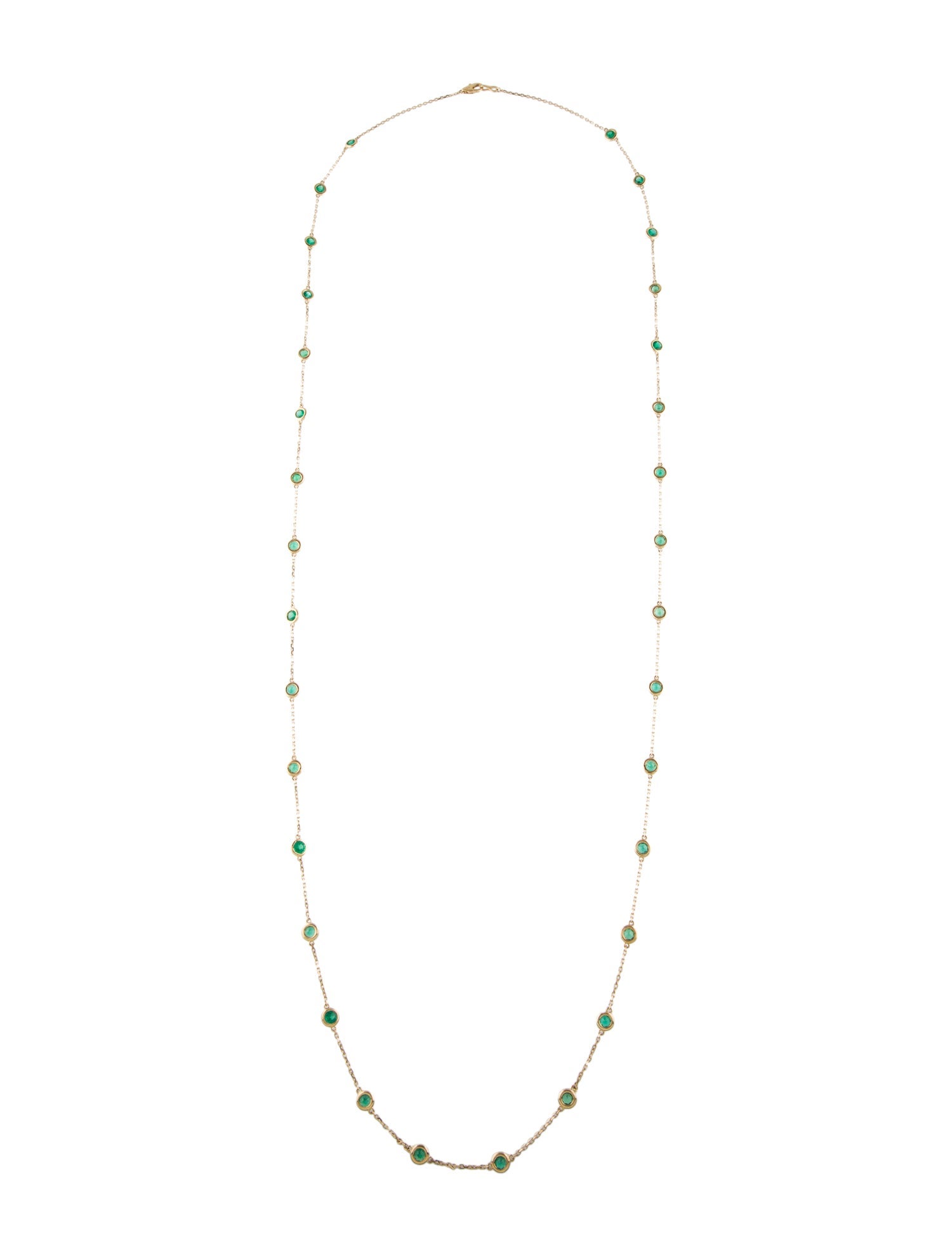 Necklace 18K 6.02ctw Emerald Station Necklace