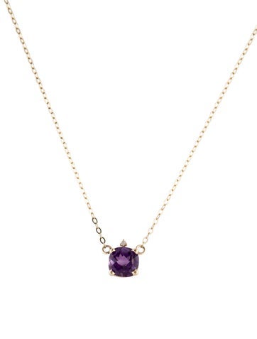Necklace Pendant 14K Amethyst & Diamond