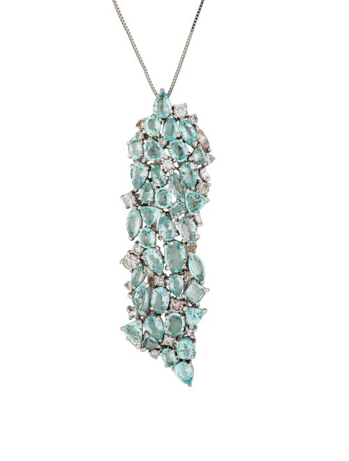 Aquamarine & Diamond Pendant Necklace