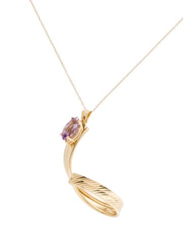 Necklace Pendant 14K Amethyst