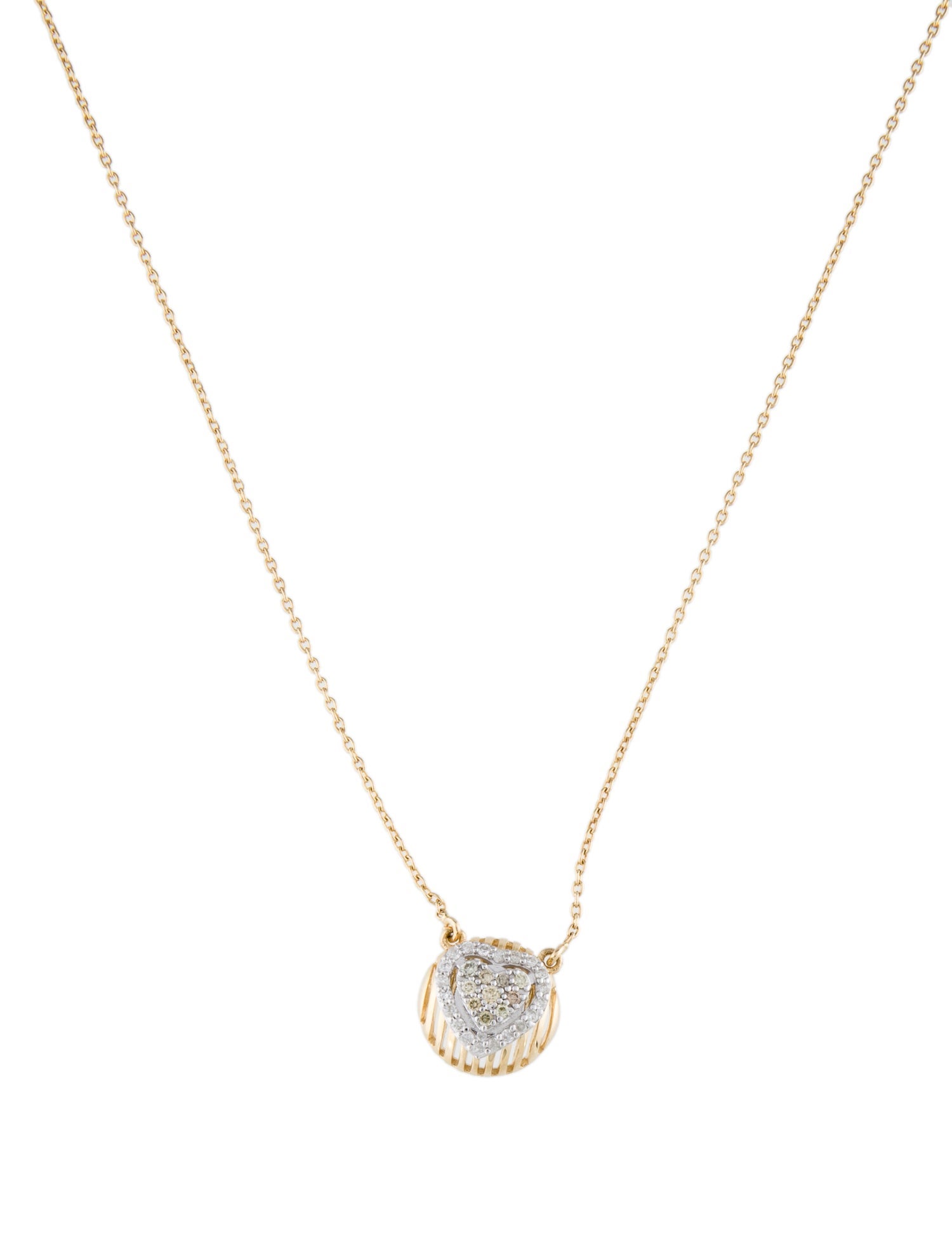 Necklace 14K Two-Tone Diamond Heart Pendant Necklace