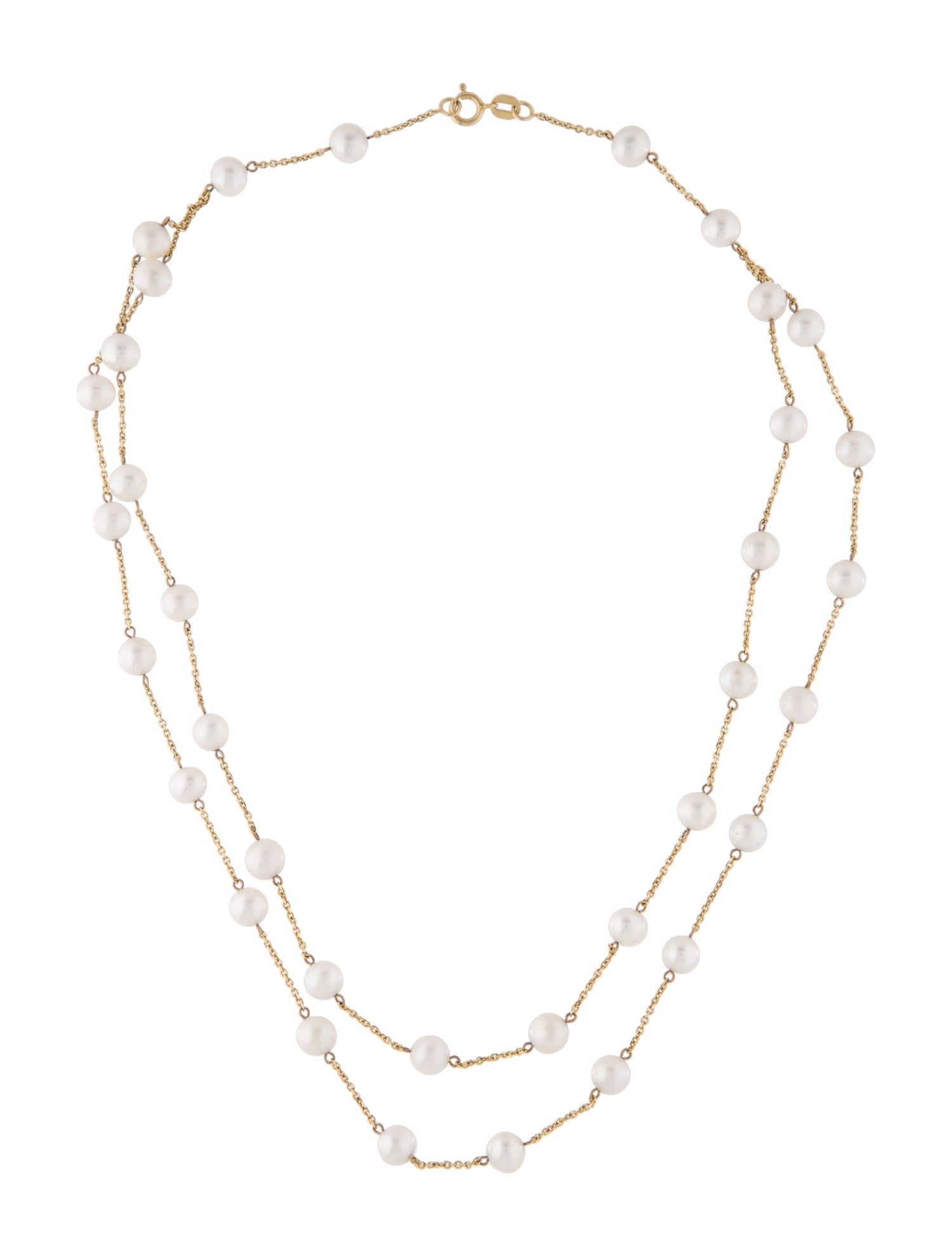 Necklace 14K Pearl Station Double Strand