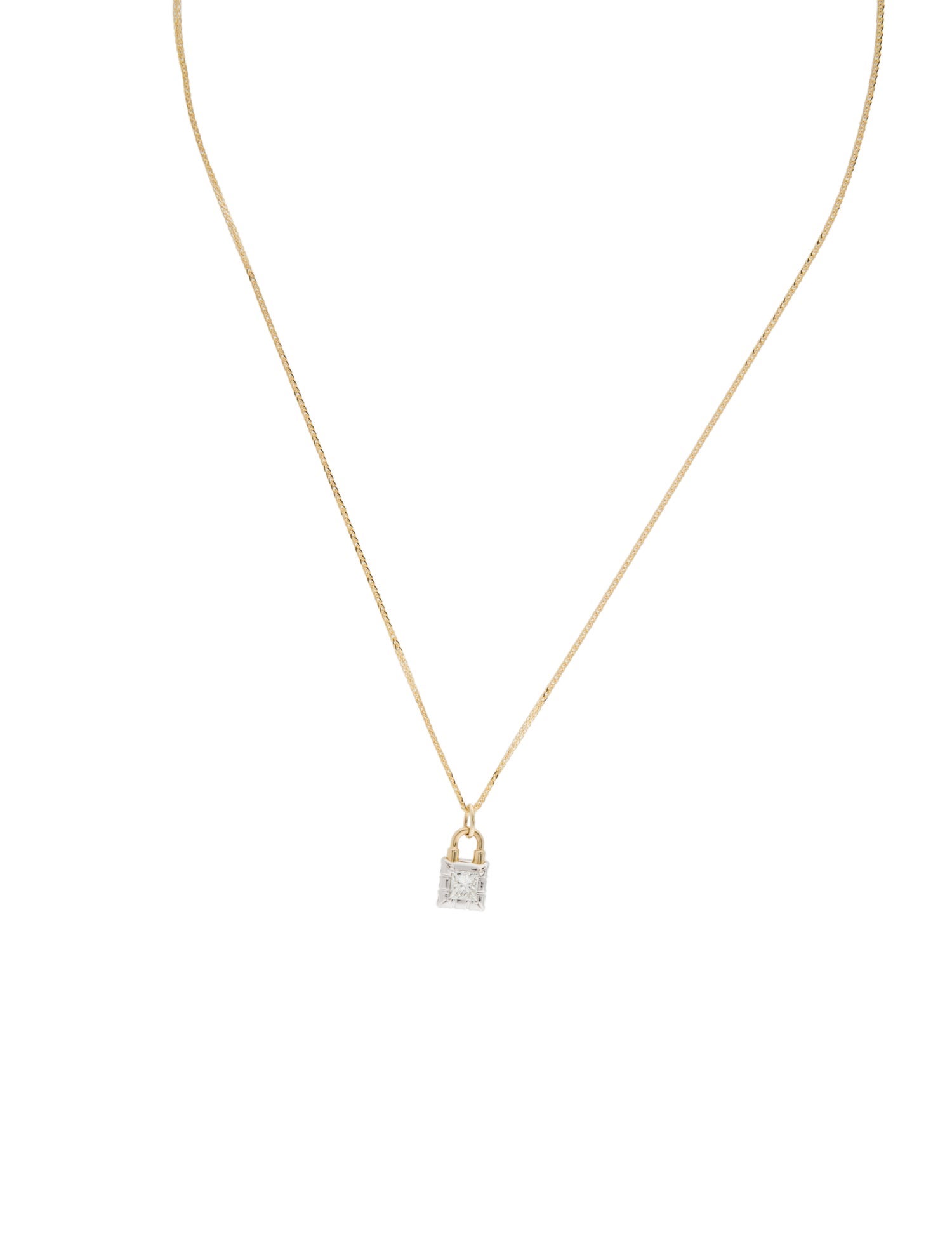 Necklace 14K Diamond Lock Pendant Necklace