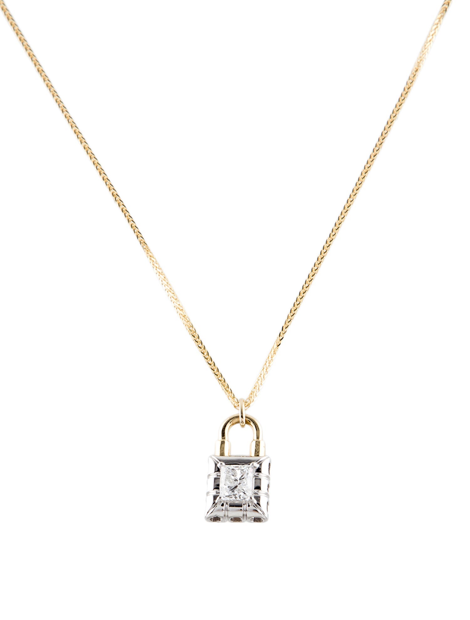 Necklace 14K Diamond Lock Pendant Necklace