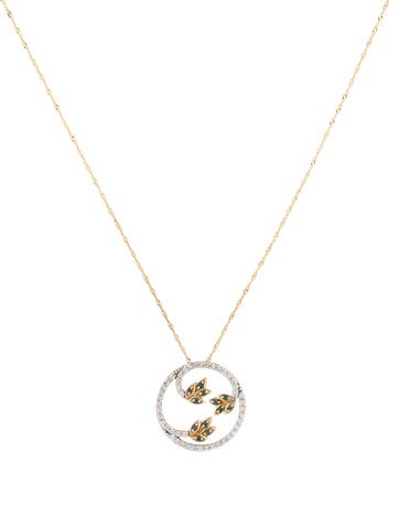Necklace Pendant 14K Diamond Floral Circle