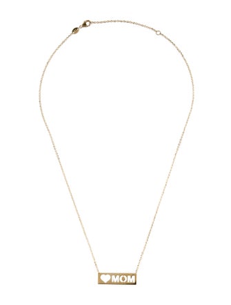 Necklace 14K 'MOM Heart' Bar Pendant Necklace
