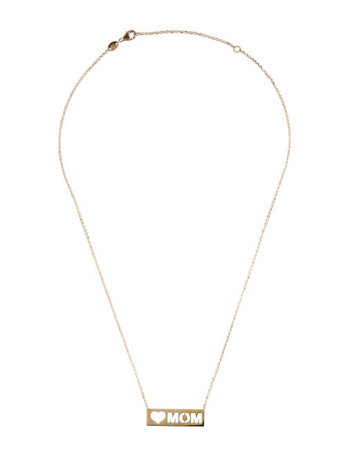 Necklace 14K 'MOM Heart' Bar Pendant Necklace