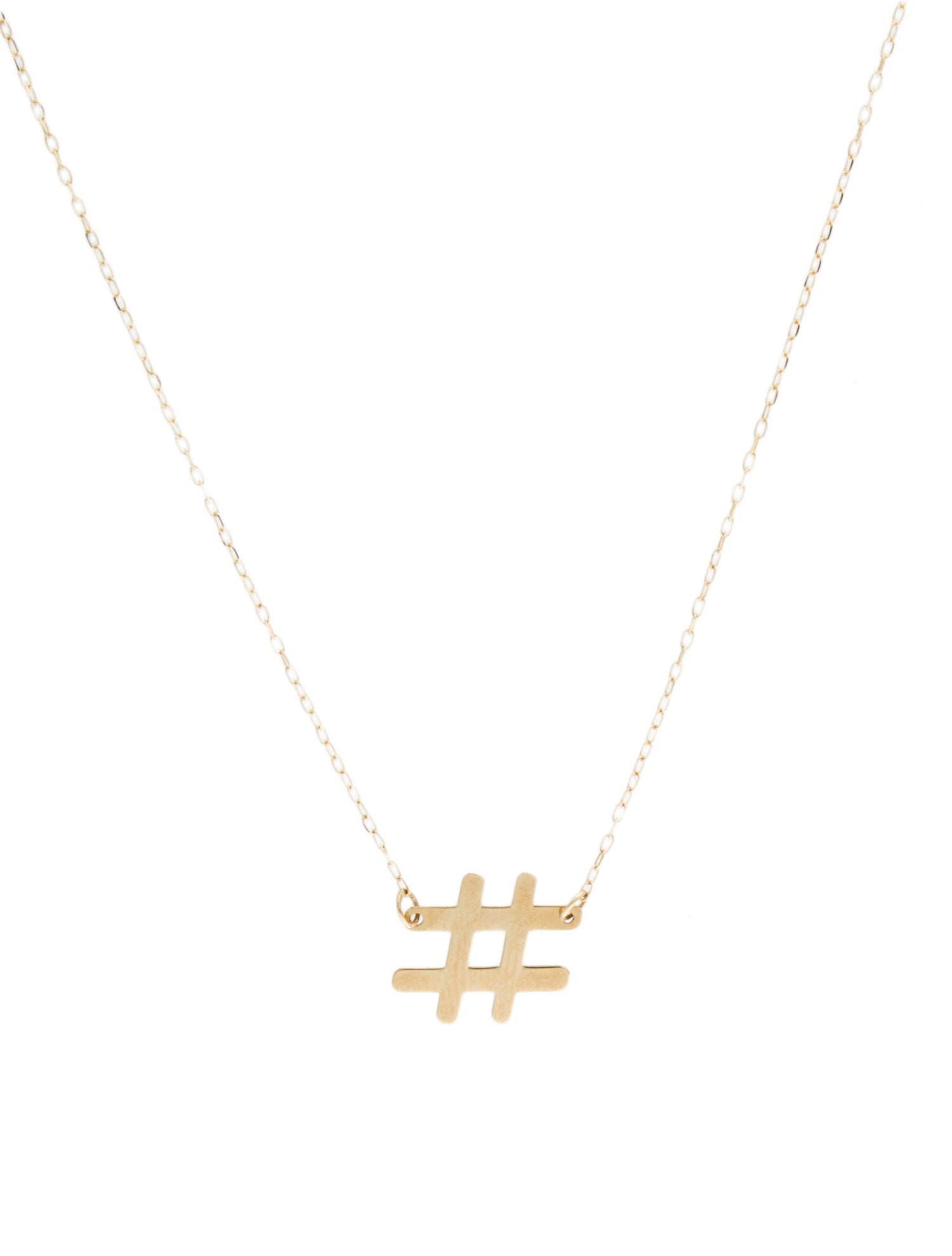 Necklace 14K Hashtag Pendant Necklace