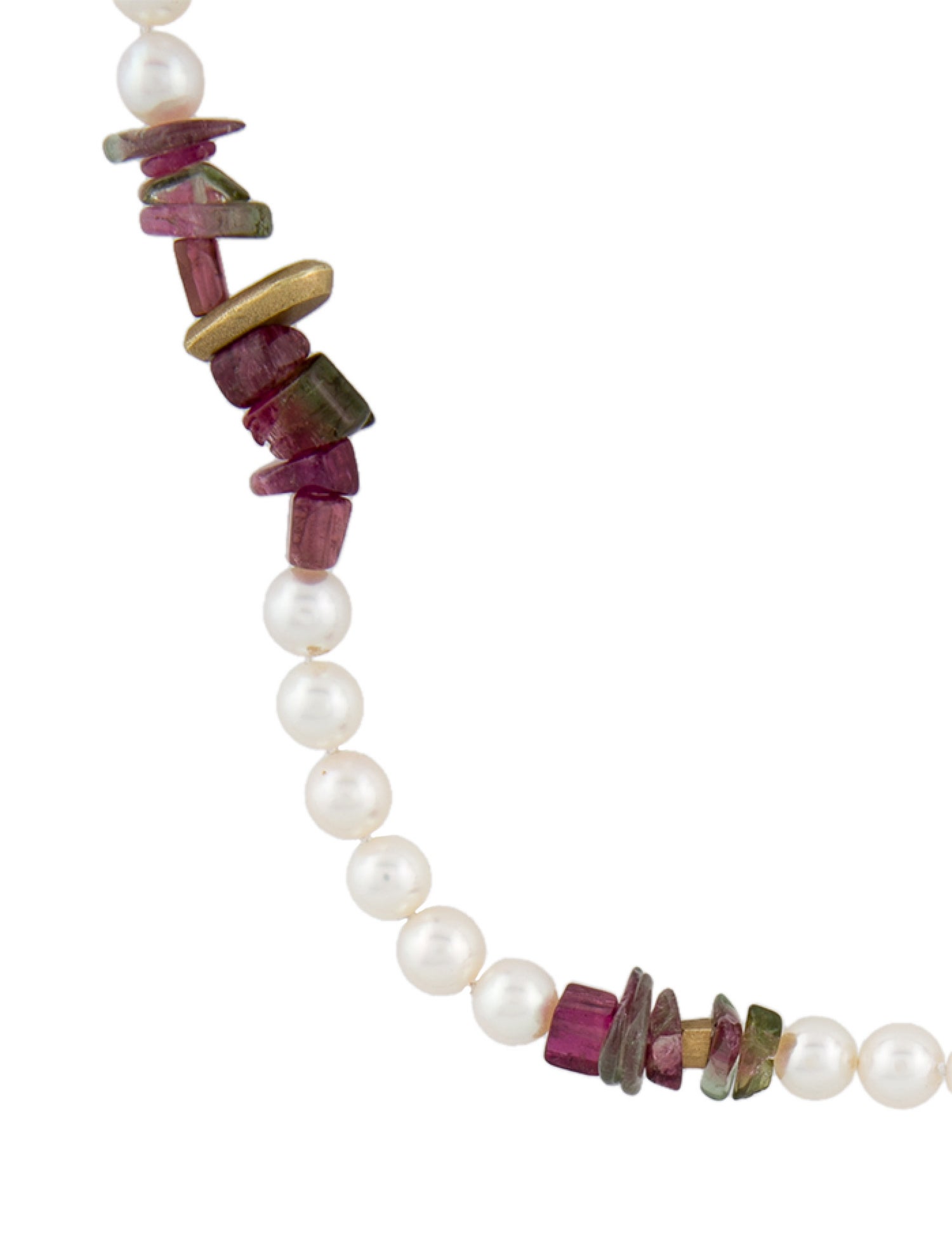Necklace Pearl Strand & Tourmaline Slice Station Necklace