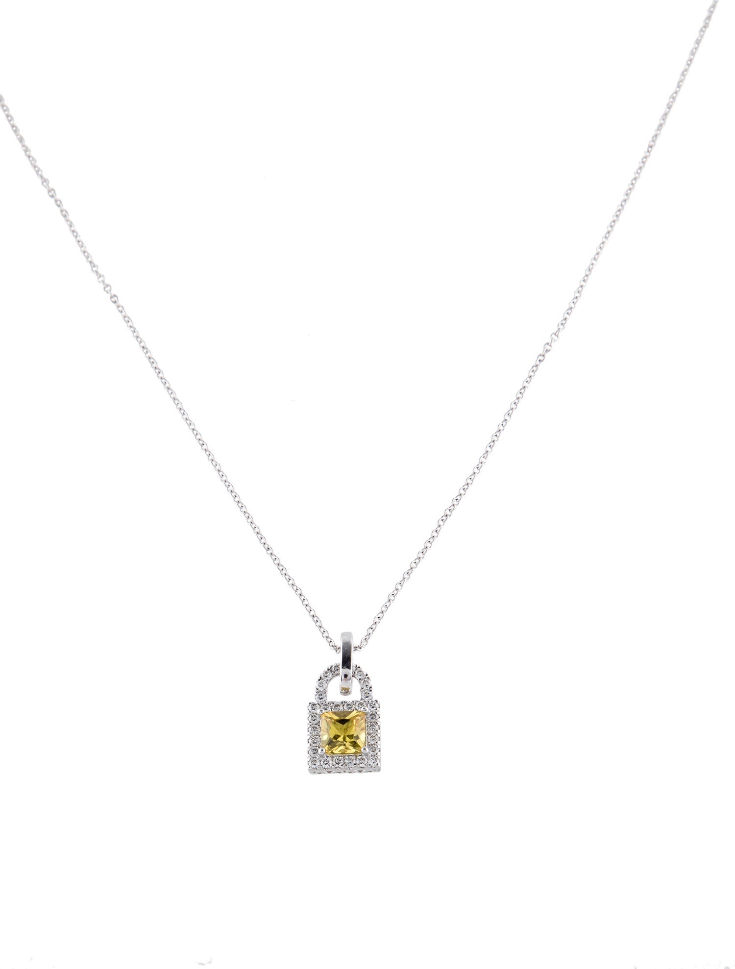 Necklace 14K 1.03ct Sapphire & Diamond Lock Pendant Necklace