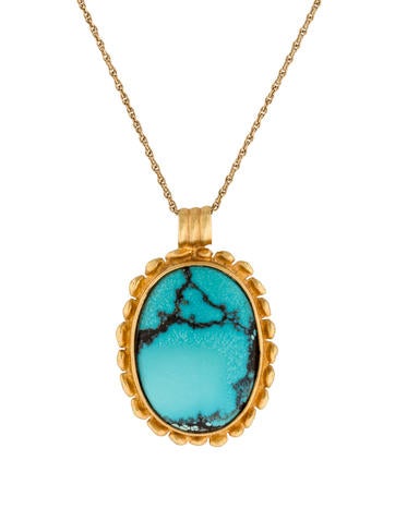 18K Turquoise Pendant Necklace