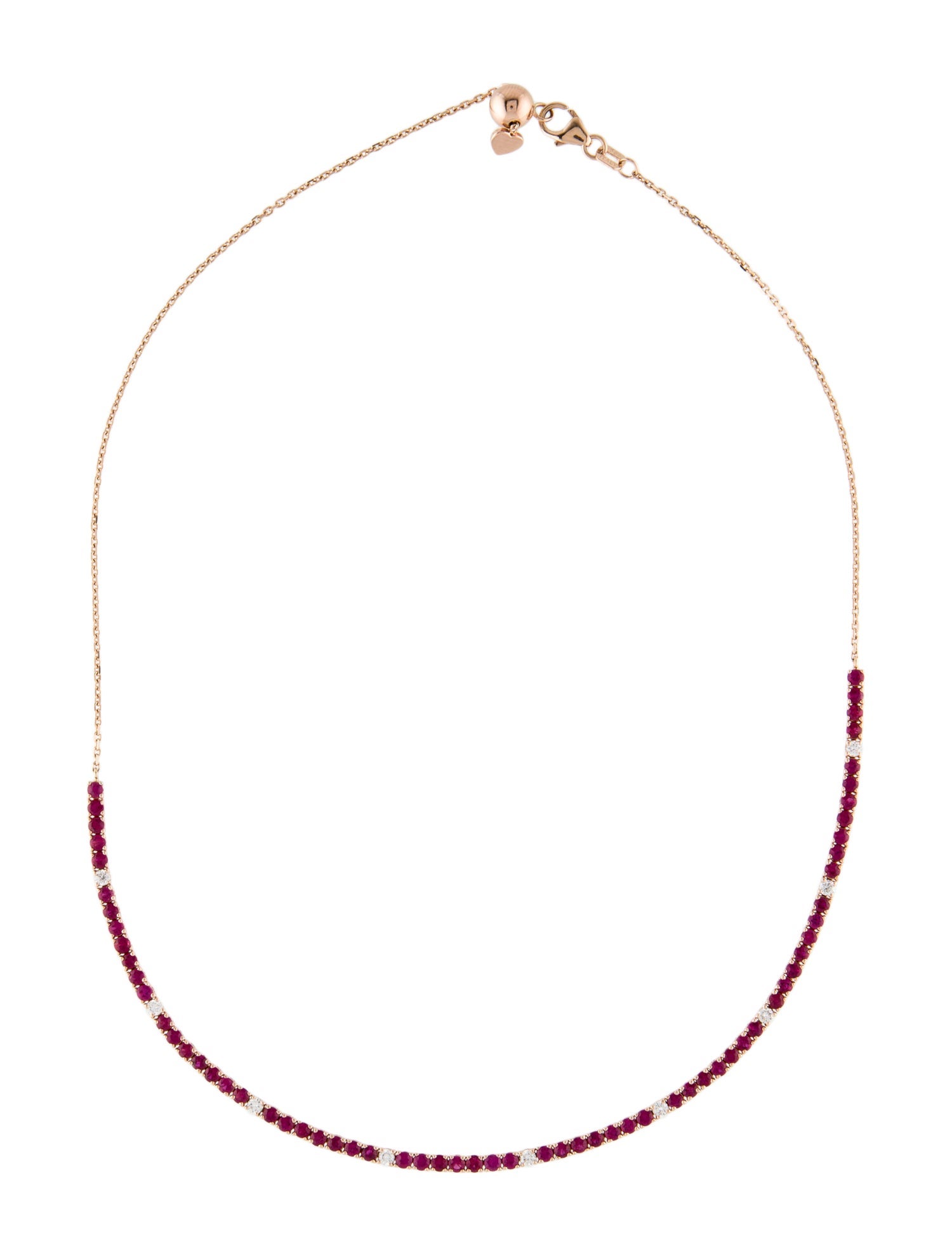 Necklace 14K Ruby & Diamond Adjustable Choker Tennis