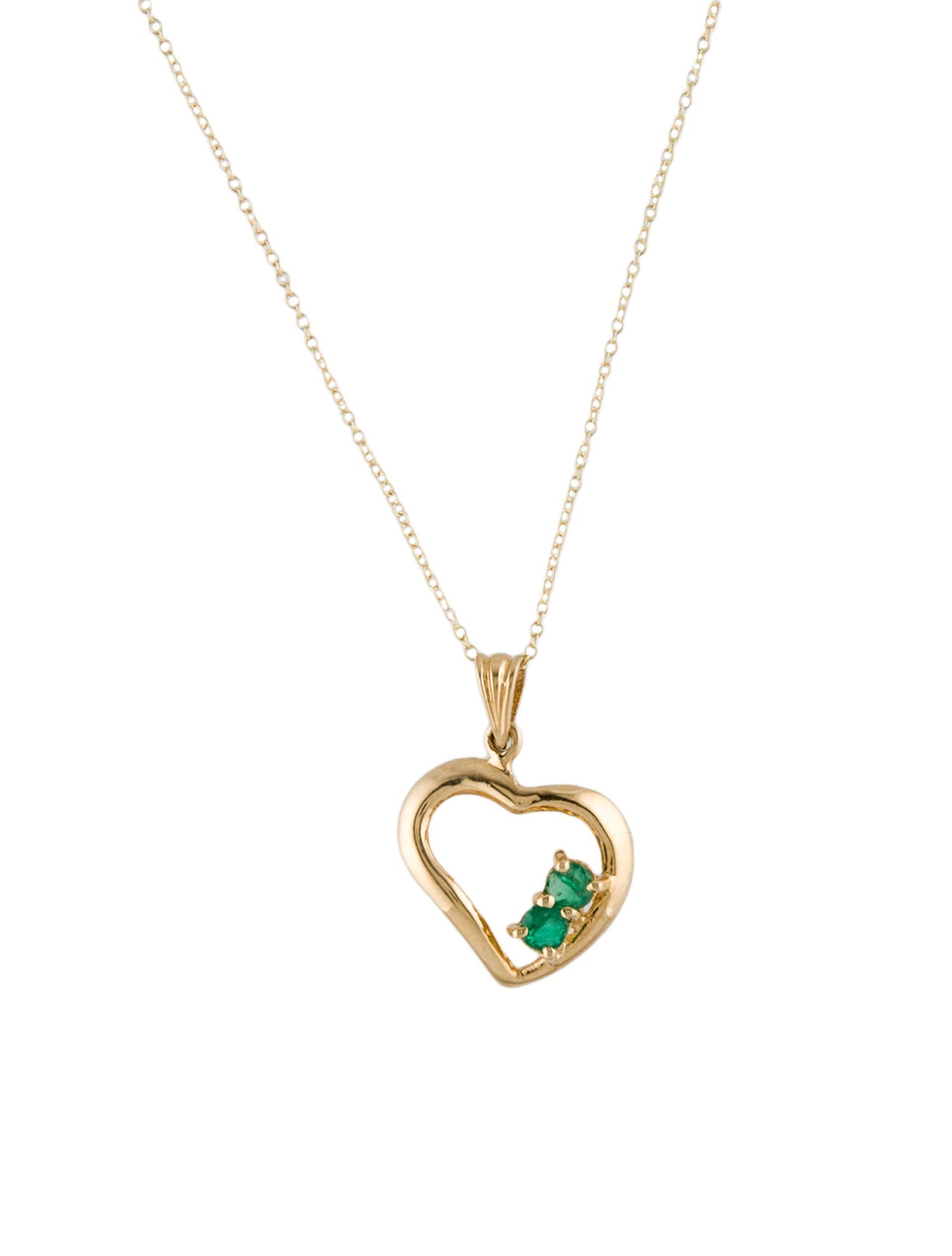 Necklace 14K Emerald Heart Pendant Necklace