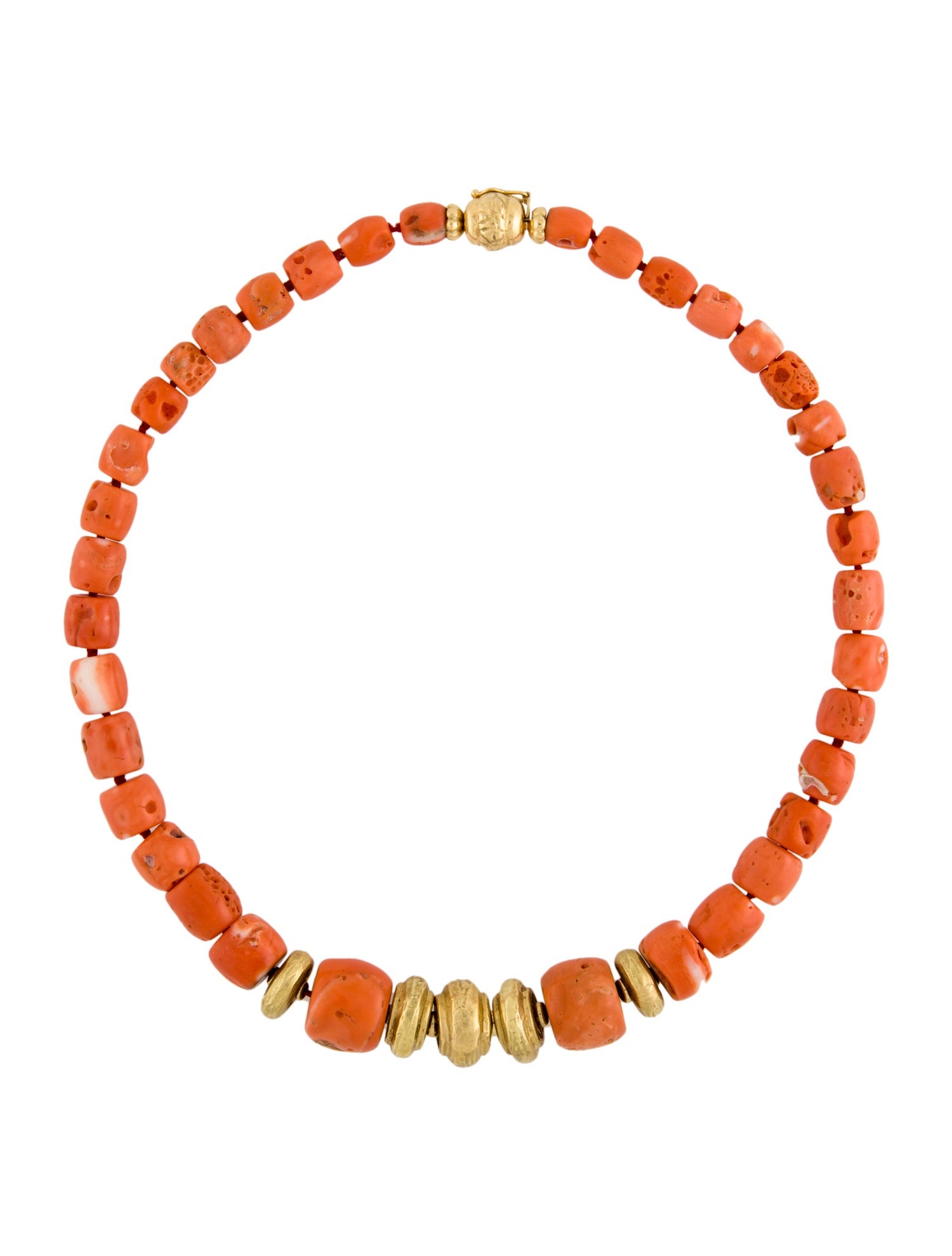 Necklace 18K Coral Bead Graduated Strand Necklace