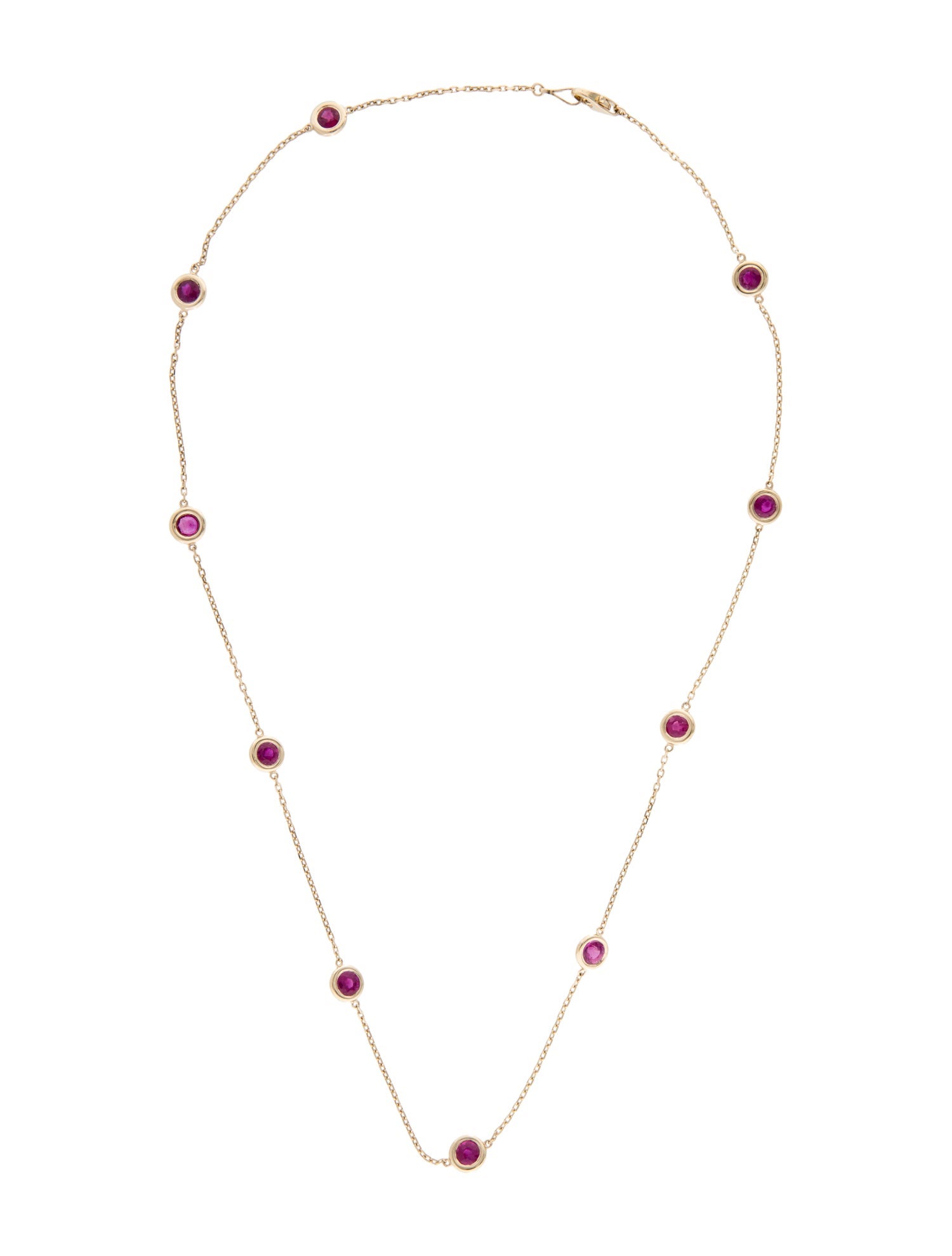 Necklace 14K 2.90ctw Ruby Station Necklace
