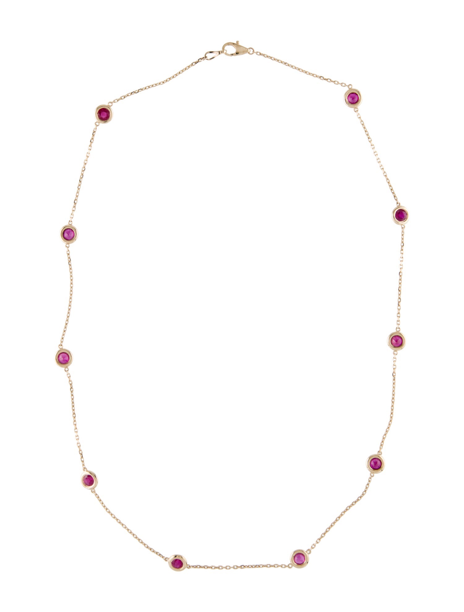 Necklace 14K 3.51ctw Ruby Station Necklace