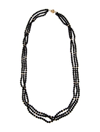 Necklace 14K Onyx Beaded Multistrand Necklace