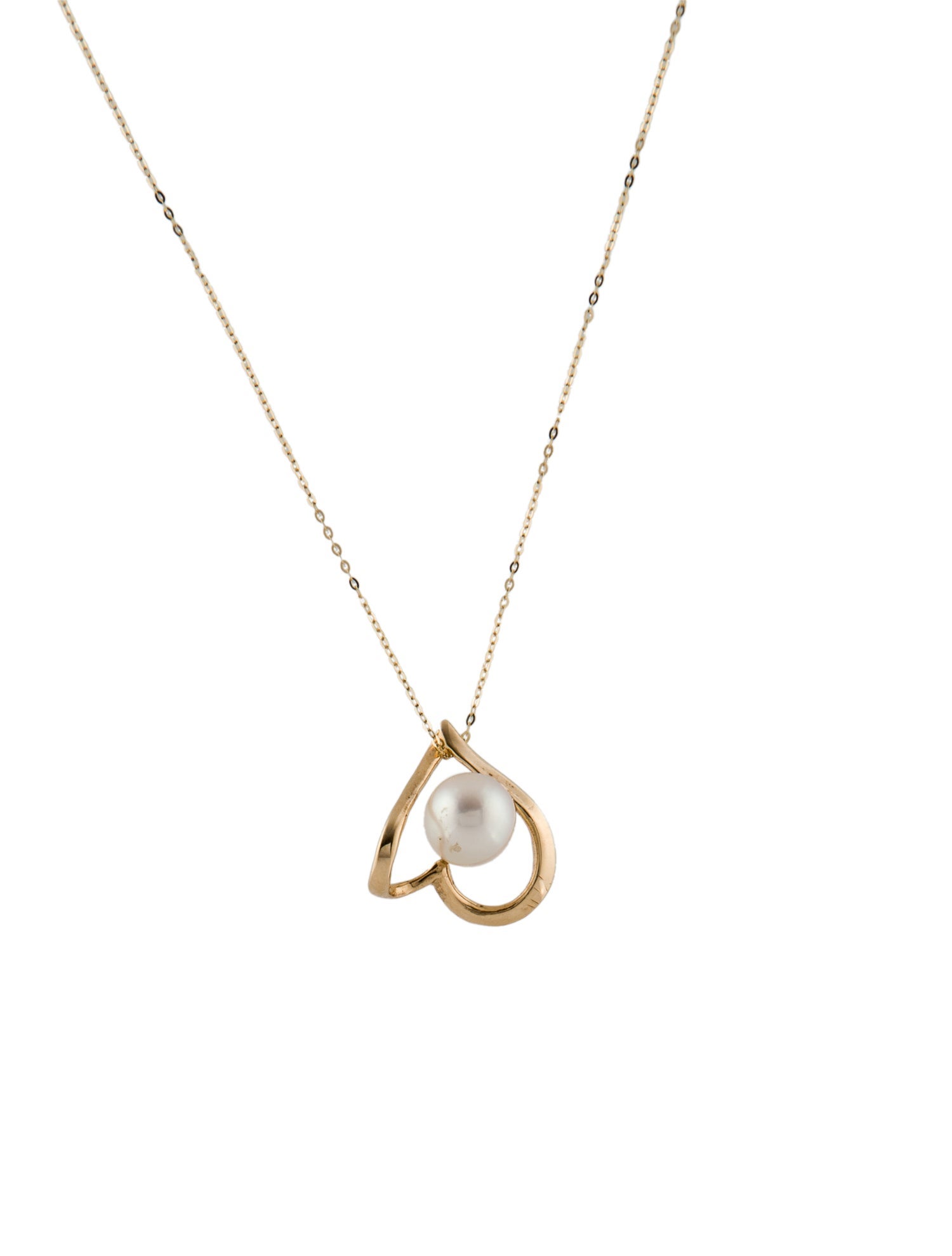 Necklace 14K Pearl Heart Pendant Necklace