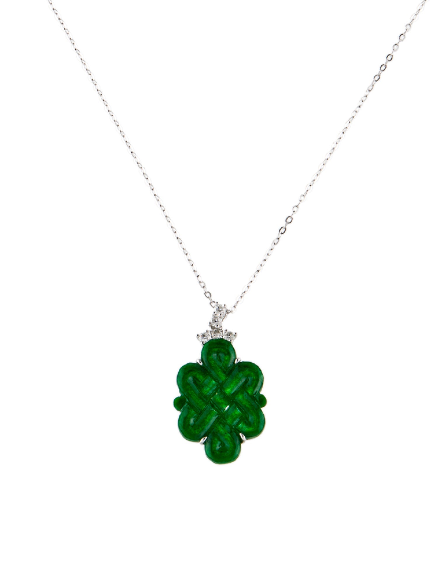 Necklace Dyed Jadeite & Diamond Pendant Necklace
