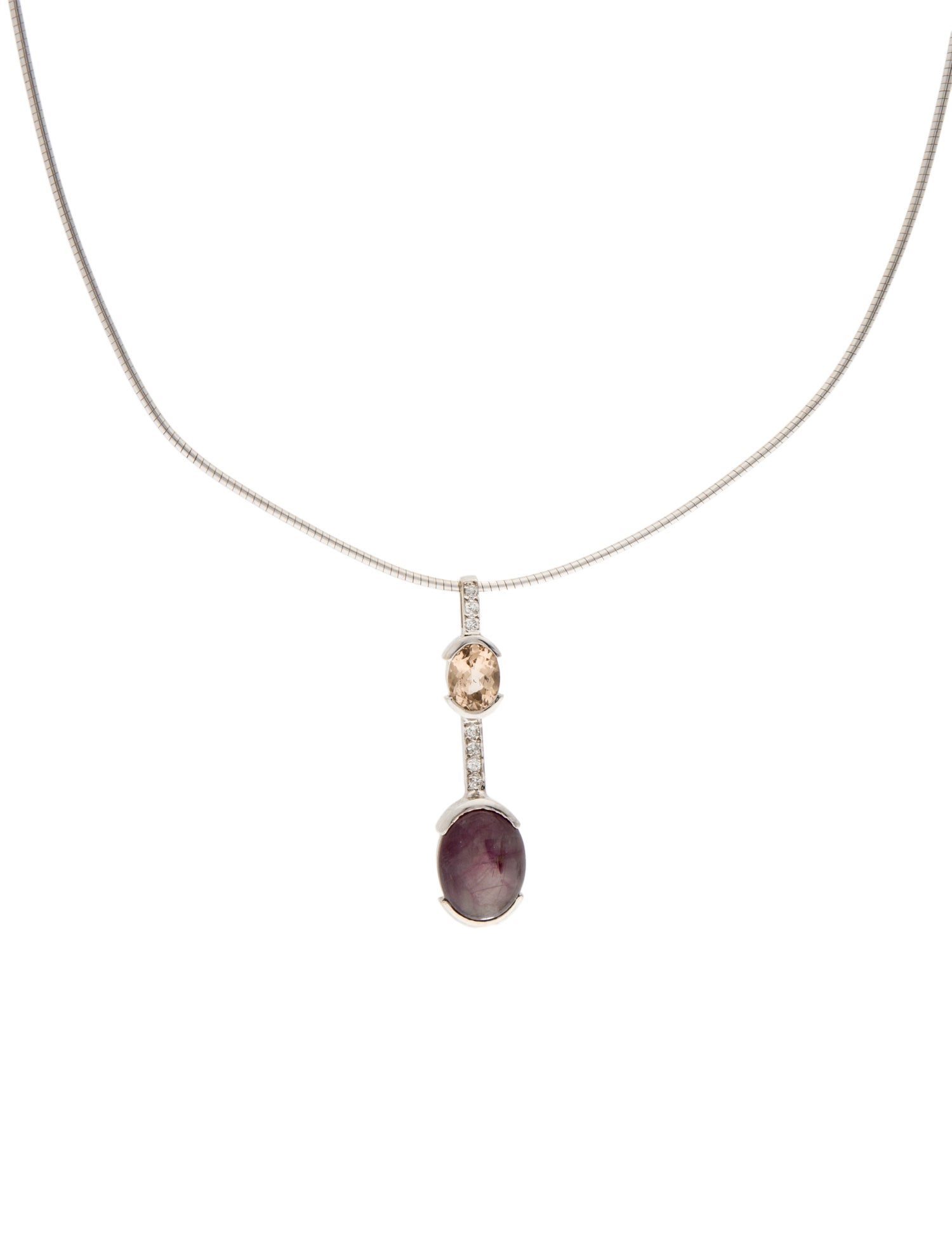 Necklace 14K 7.30ct Star Ruby, Morganite & Diamond Pendant Necklace